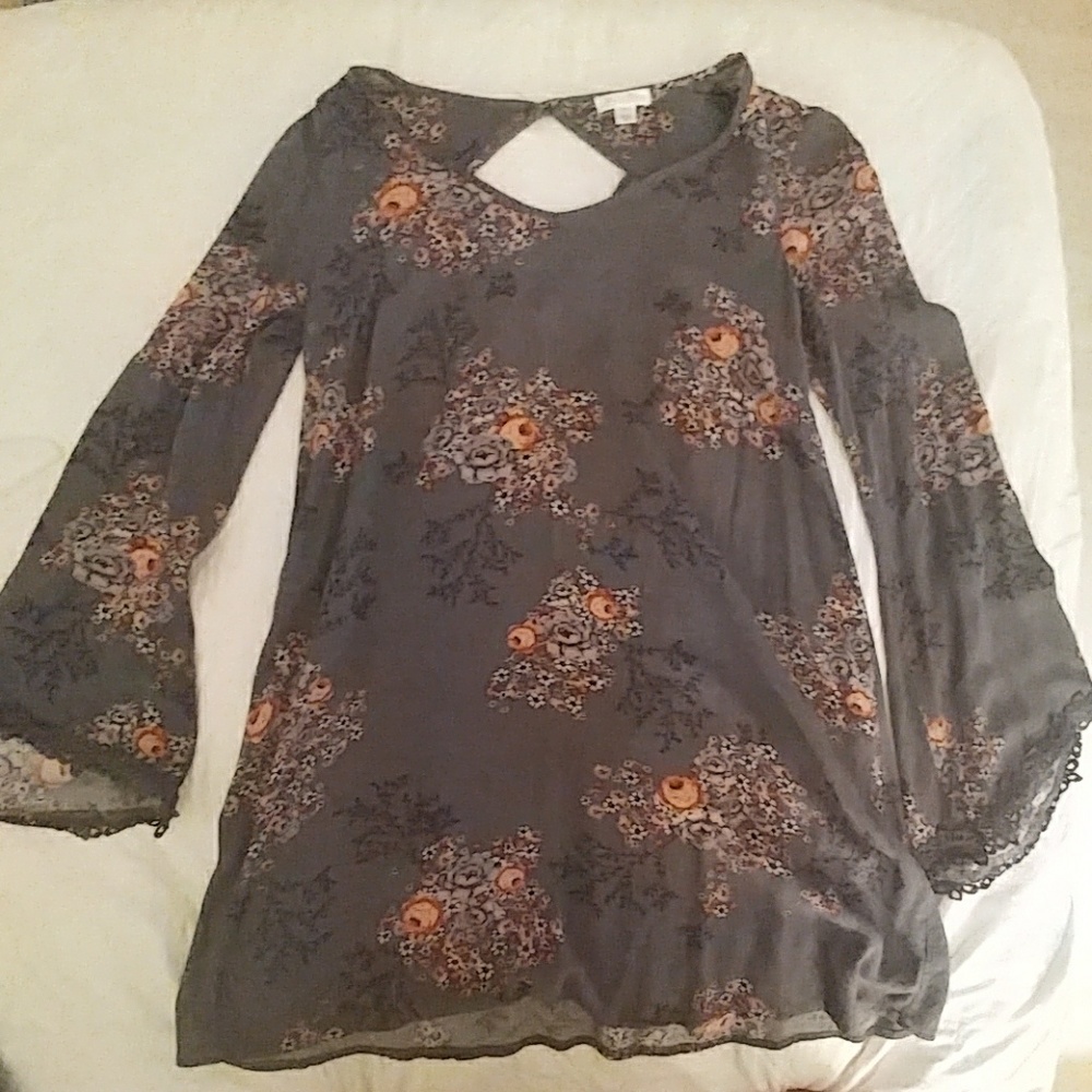 Blue boho mini dress